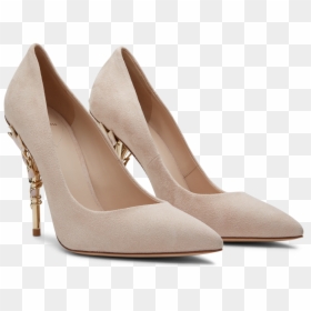 Pink Suede With Enamelled Rose Gold Leaves"data Src="//cdn - Basic Pump, HD Png Download - gold heels png